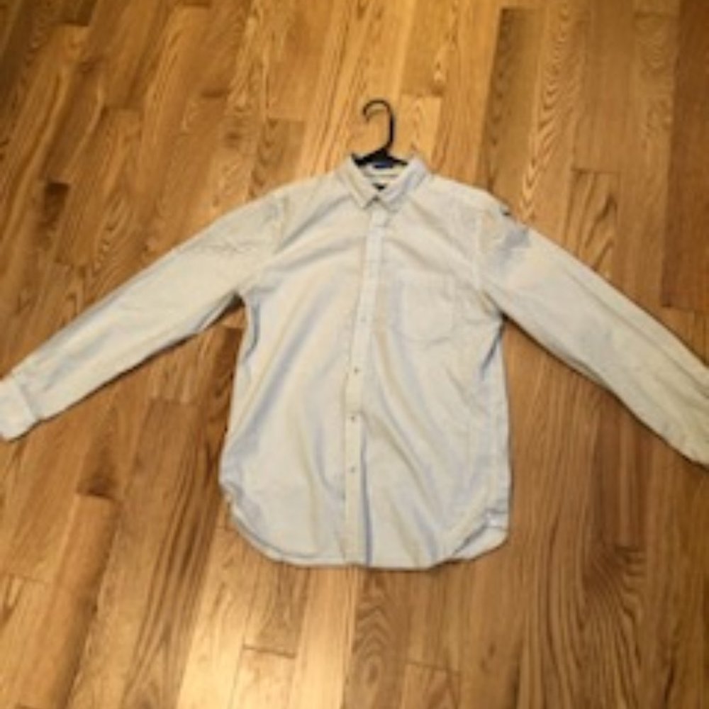 Dotted white button down shirt